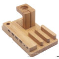 bamboo wood charging stand with USB 2.0 4 port hub port for all mobile phone